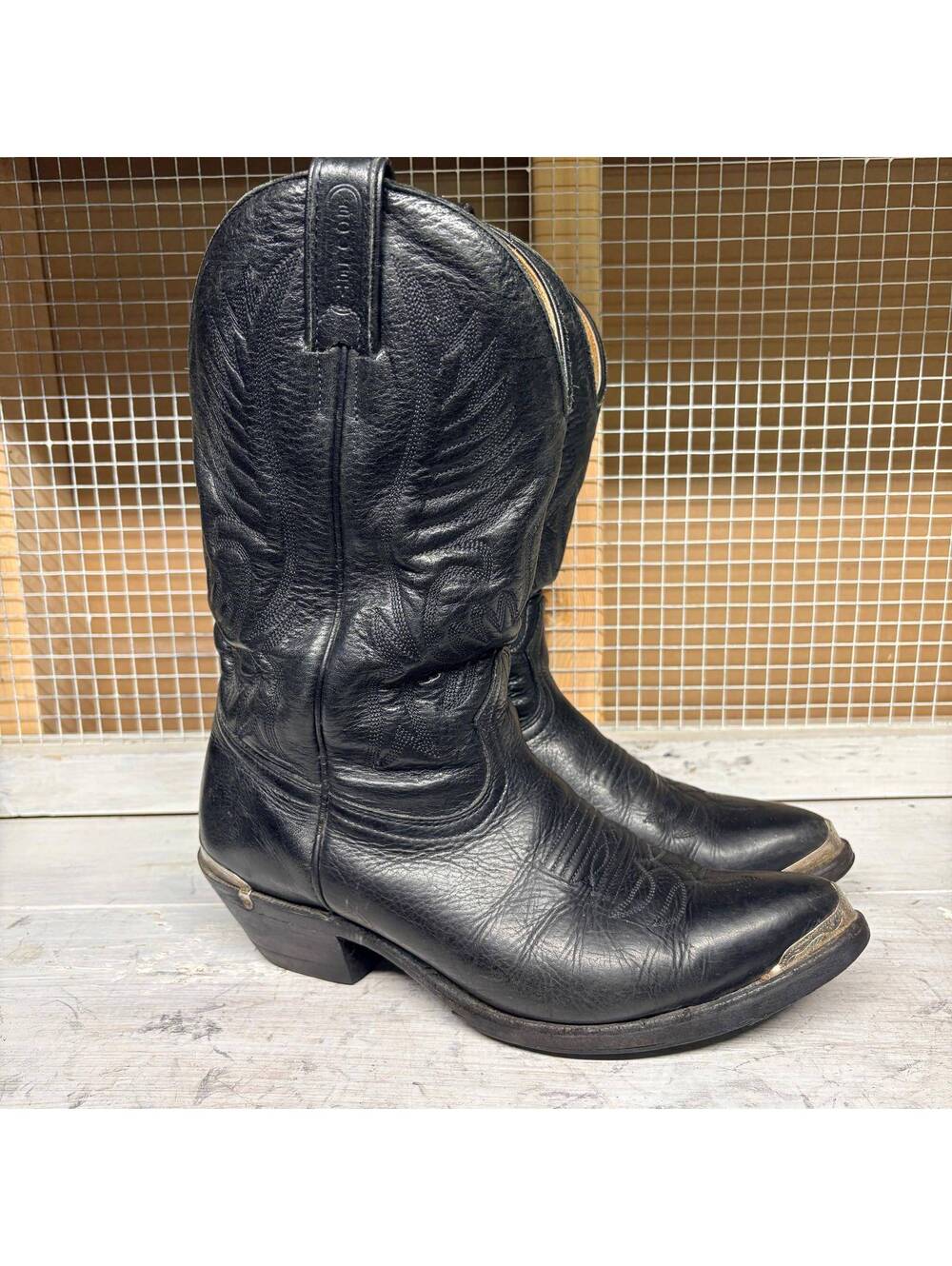 Boulet Cowboy Boots Men's Size 7 3E Black Leather, Women's 8.5